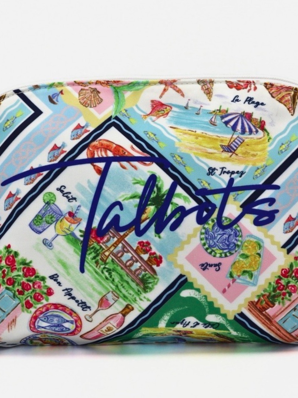 Talbots White Multi Print Cosmetic Pouch